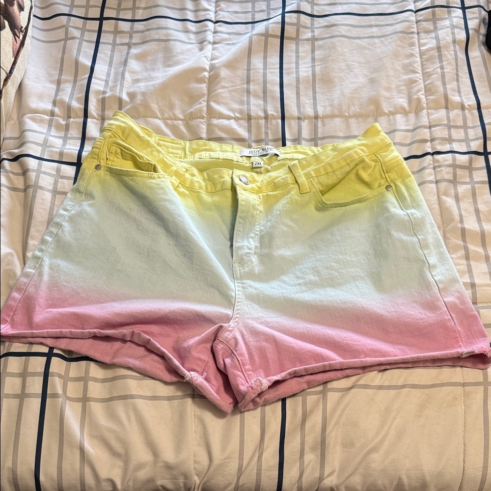 Judy Blue Yellow to Pink Ombre Denim Shorts